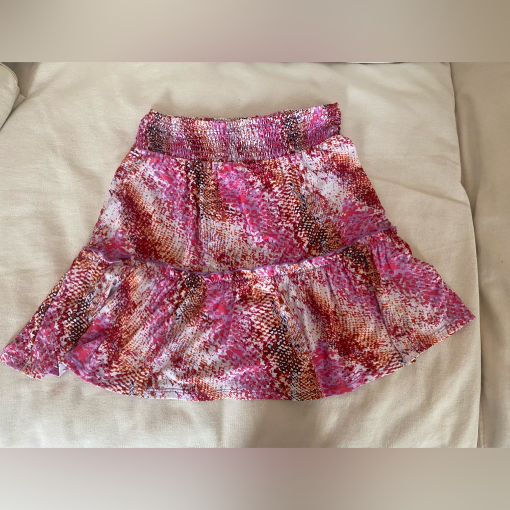 XS , pink patterned mini skirt